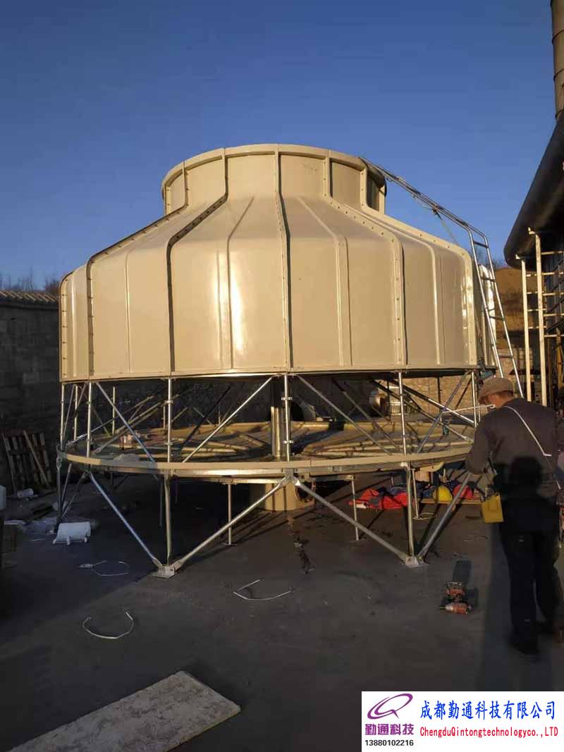 贵州十九度铝业科技有限公司圆形500T冷却塔安装现场